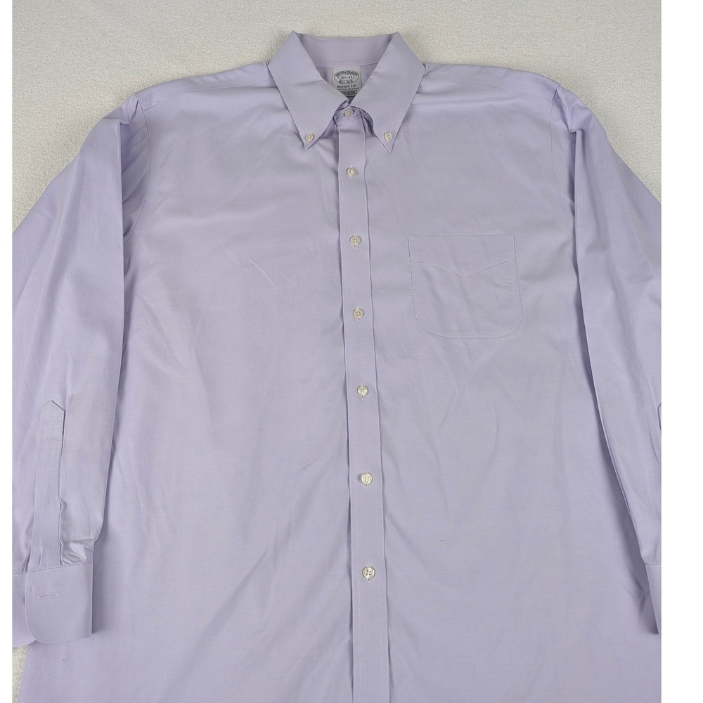 Brooks Bro Regent Fit Mens Lt Purple Button Shirt 16.5/ 33 Stretch Supima Cotton - Picture 5 of 10
